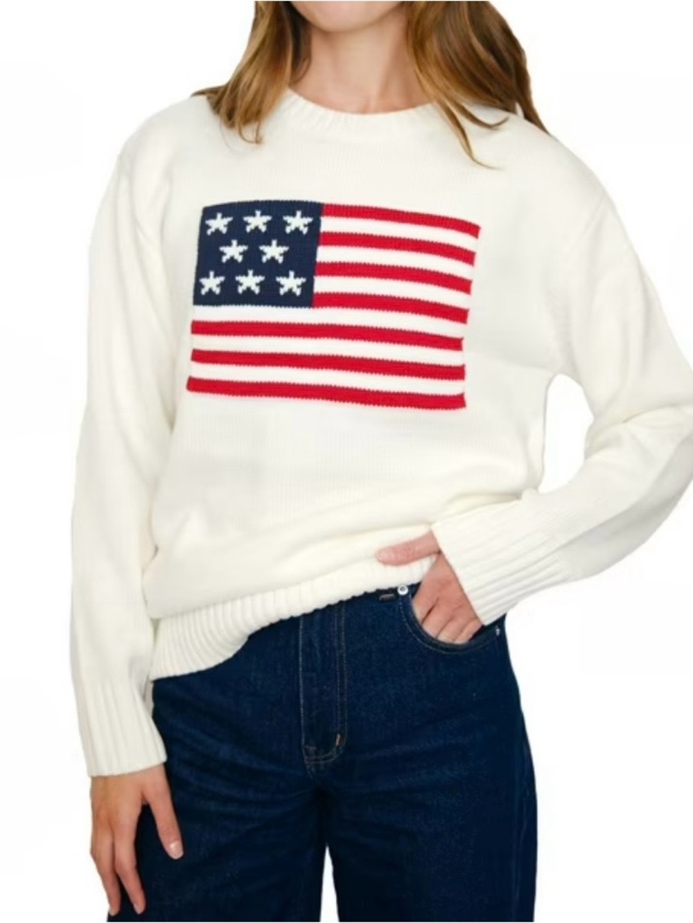 Mighty Fine Mighty Fine Women's Americana Flag Sweater July 4th Independence Day